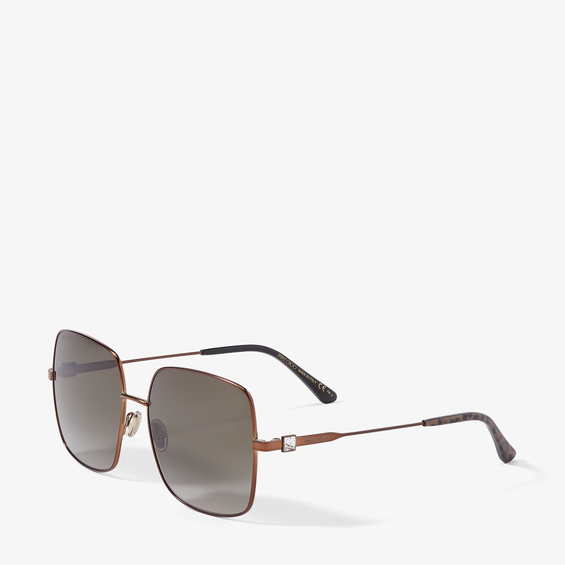 Lili
Bronze Square-Frame Sunglasses with Brown Shaded Lenses and Crystal Embellishment - 3