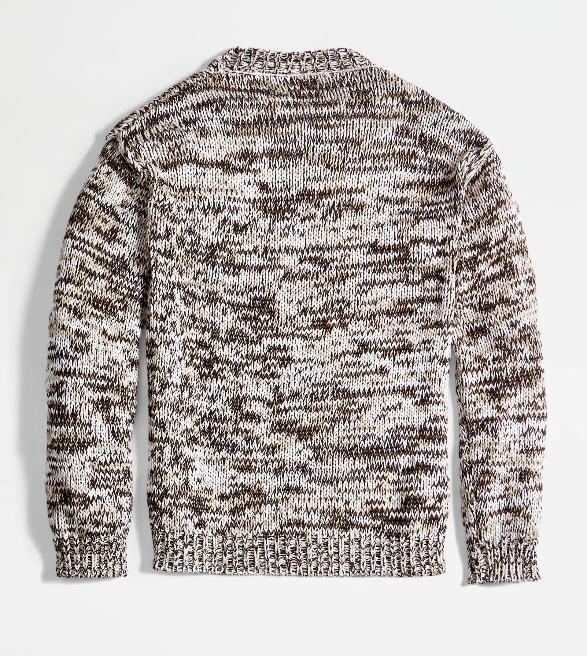 JUMPER IN MOULINÉ COTTON - BROWN, OFF WHITE - 8