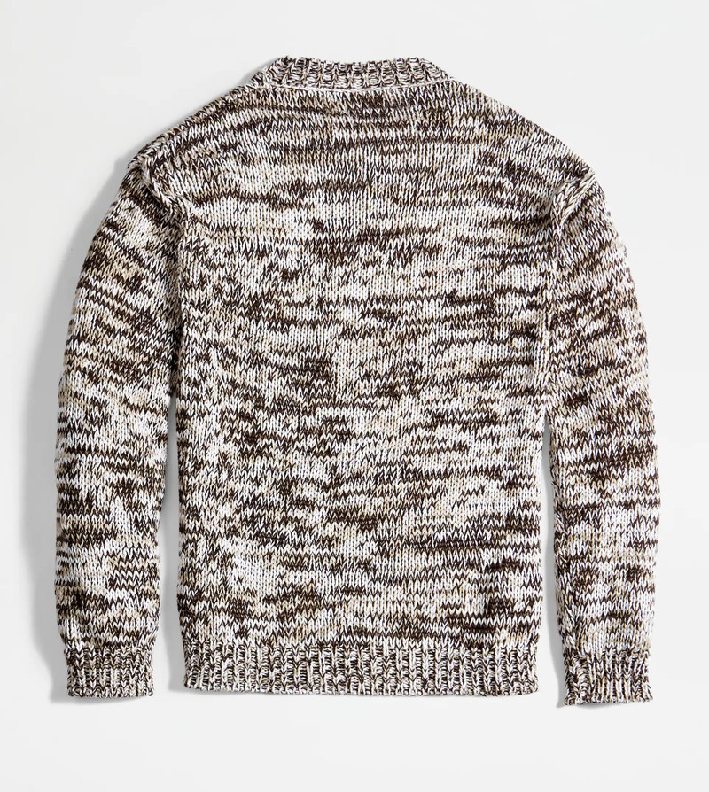 JUMPER IN MOULINÉ COTTON - BROWN, OFF WHITE 8