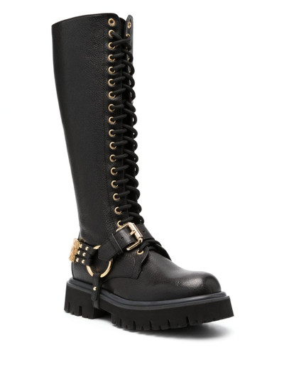Moschino logo-plaque leather boots outlook
