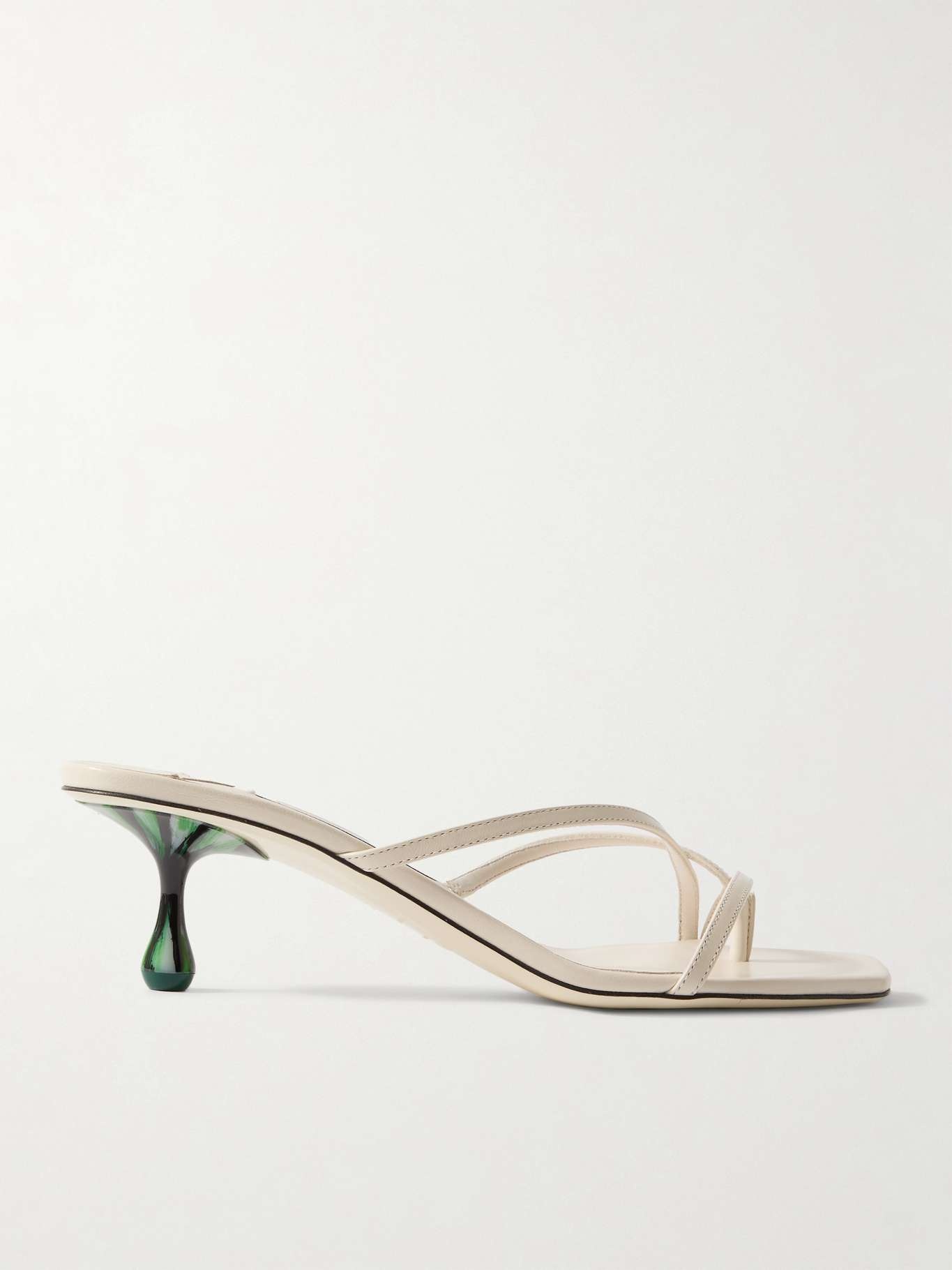 Etana 50 malachite-embellished leather mules - 1