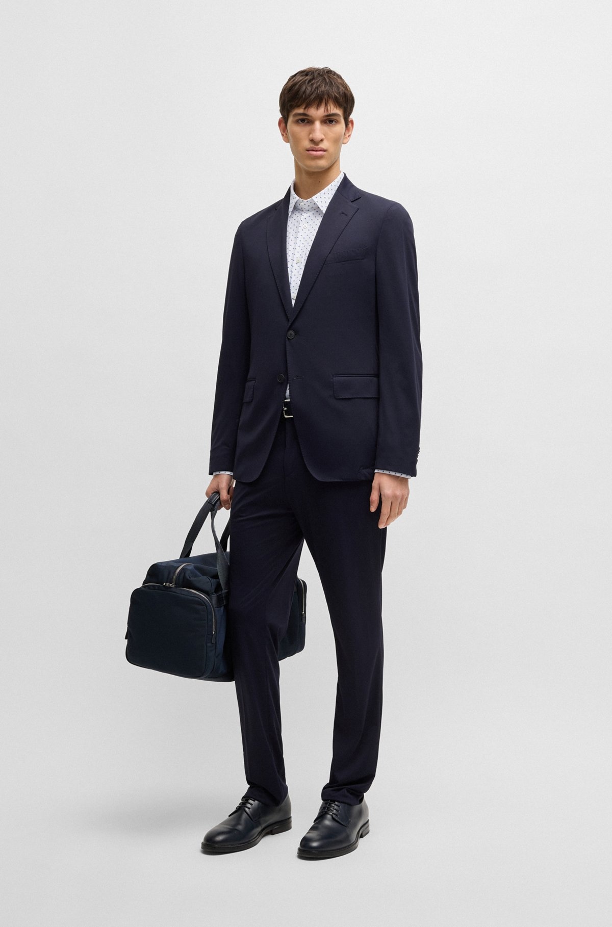 SLIM-FIT SHIRT IN GEOMETRIC-PRINT PERFORMANCE-STRETCH JERSEY - 4