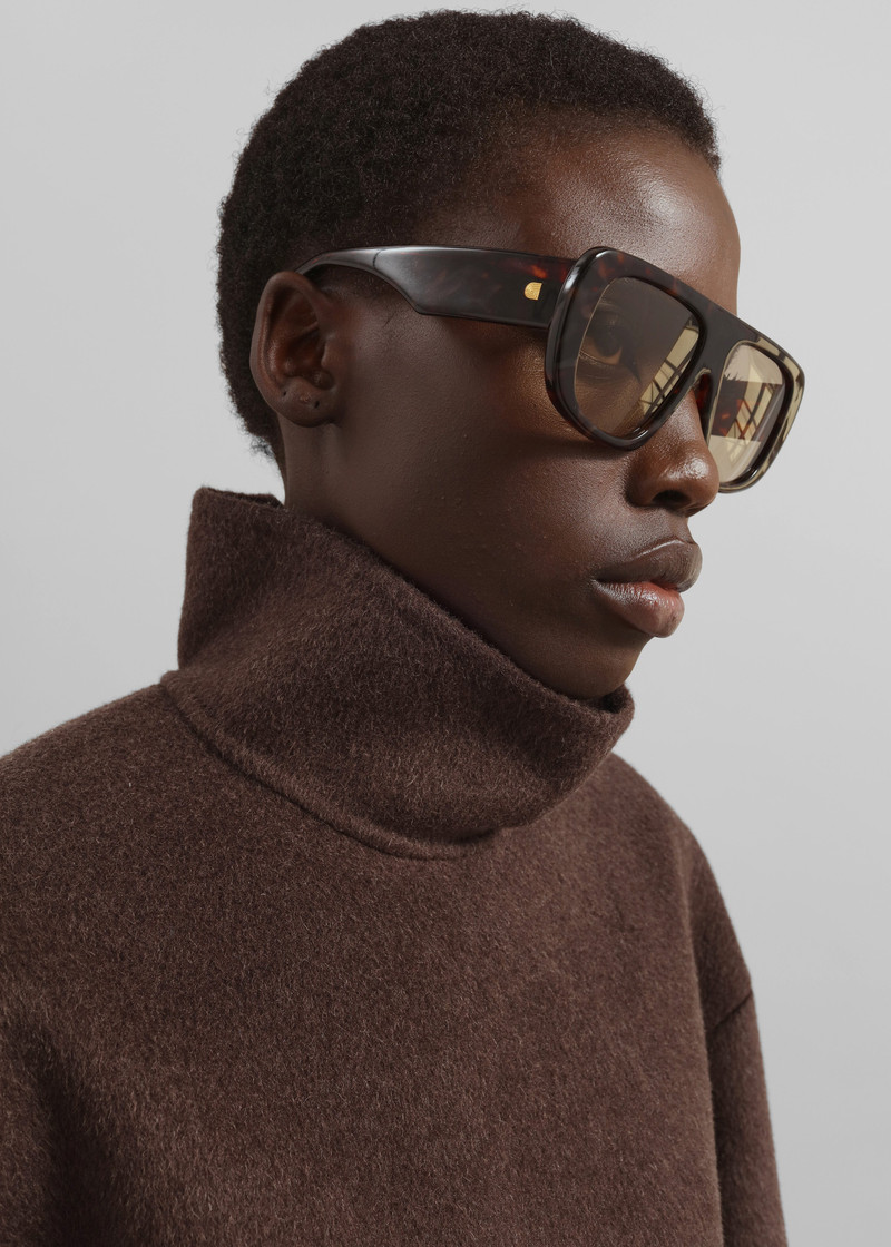 Delancey Mock Neck Wool Top - Brown Melange 4