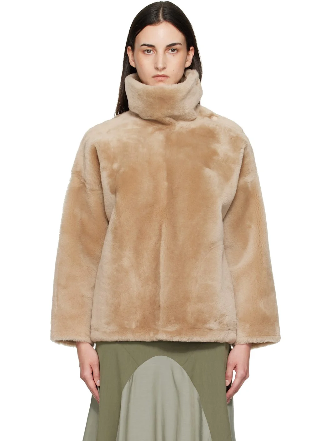 Beige Lambskin Shearling Jacket - 1