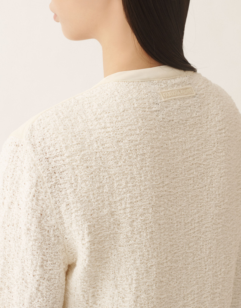 Cotton tweed bomber with sequins 5