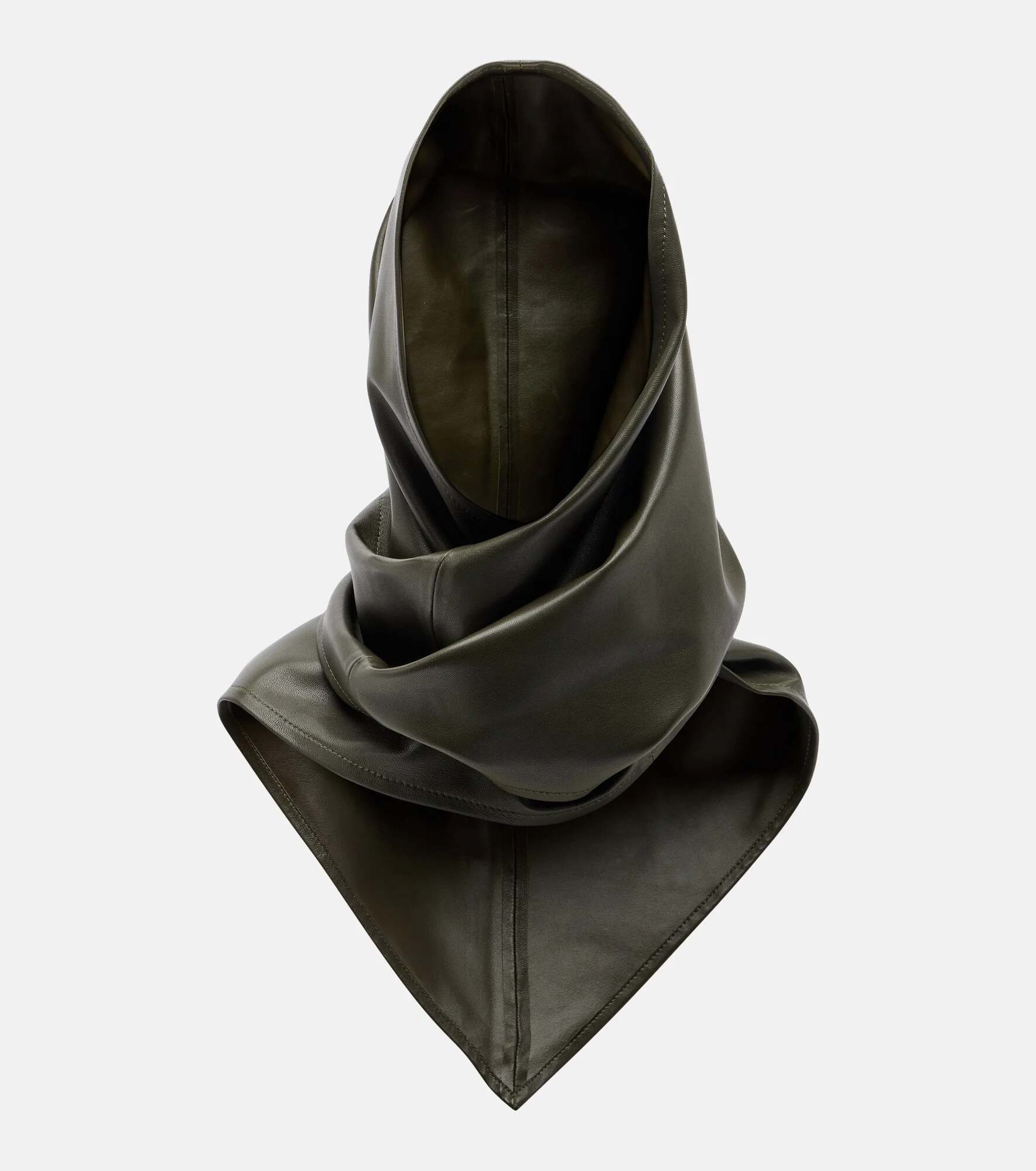 Draped leather hood - 1