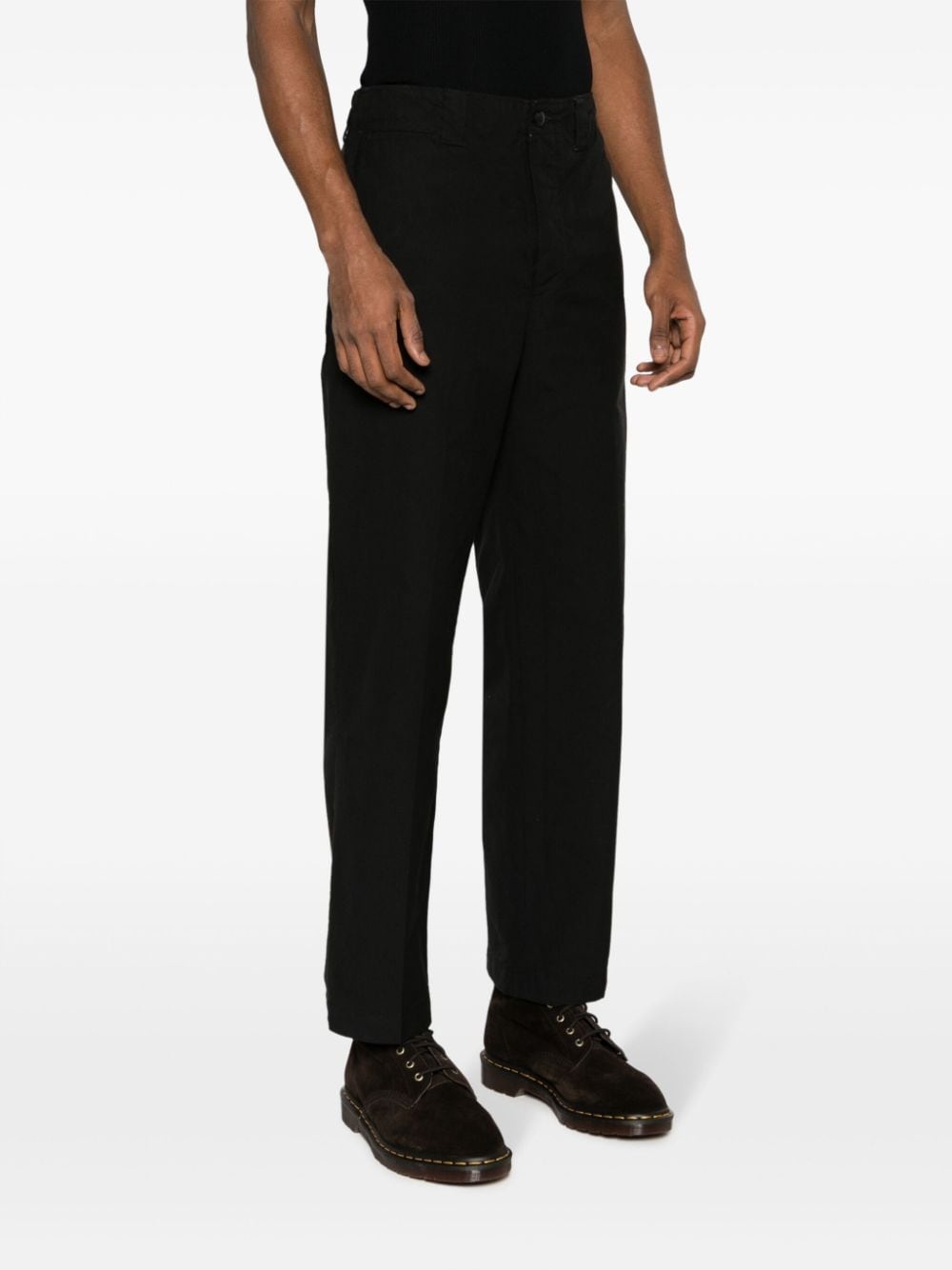 button-fastening cotton chinos - 3