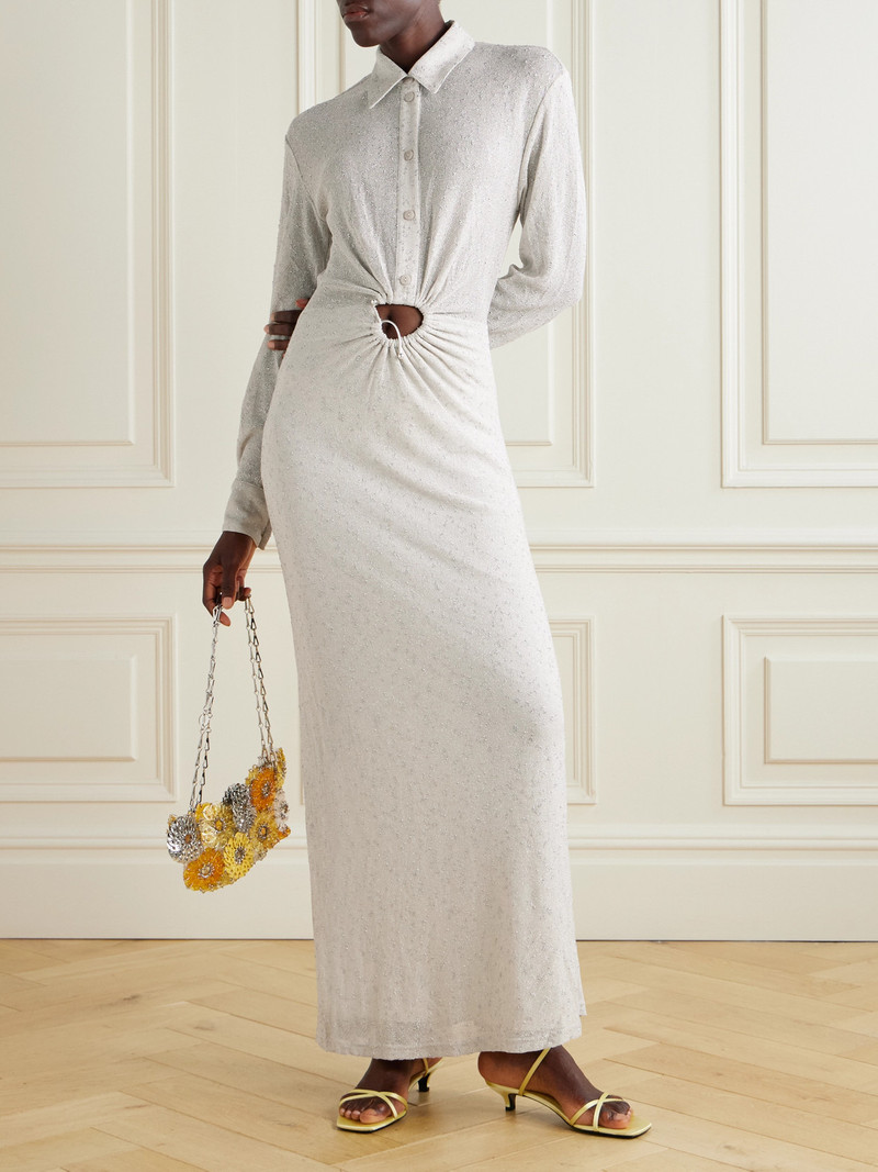 CHRISTOPHER ESBER Embellished Cutout Metallic Mesh Maxi Dress outlook