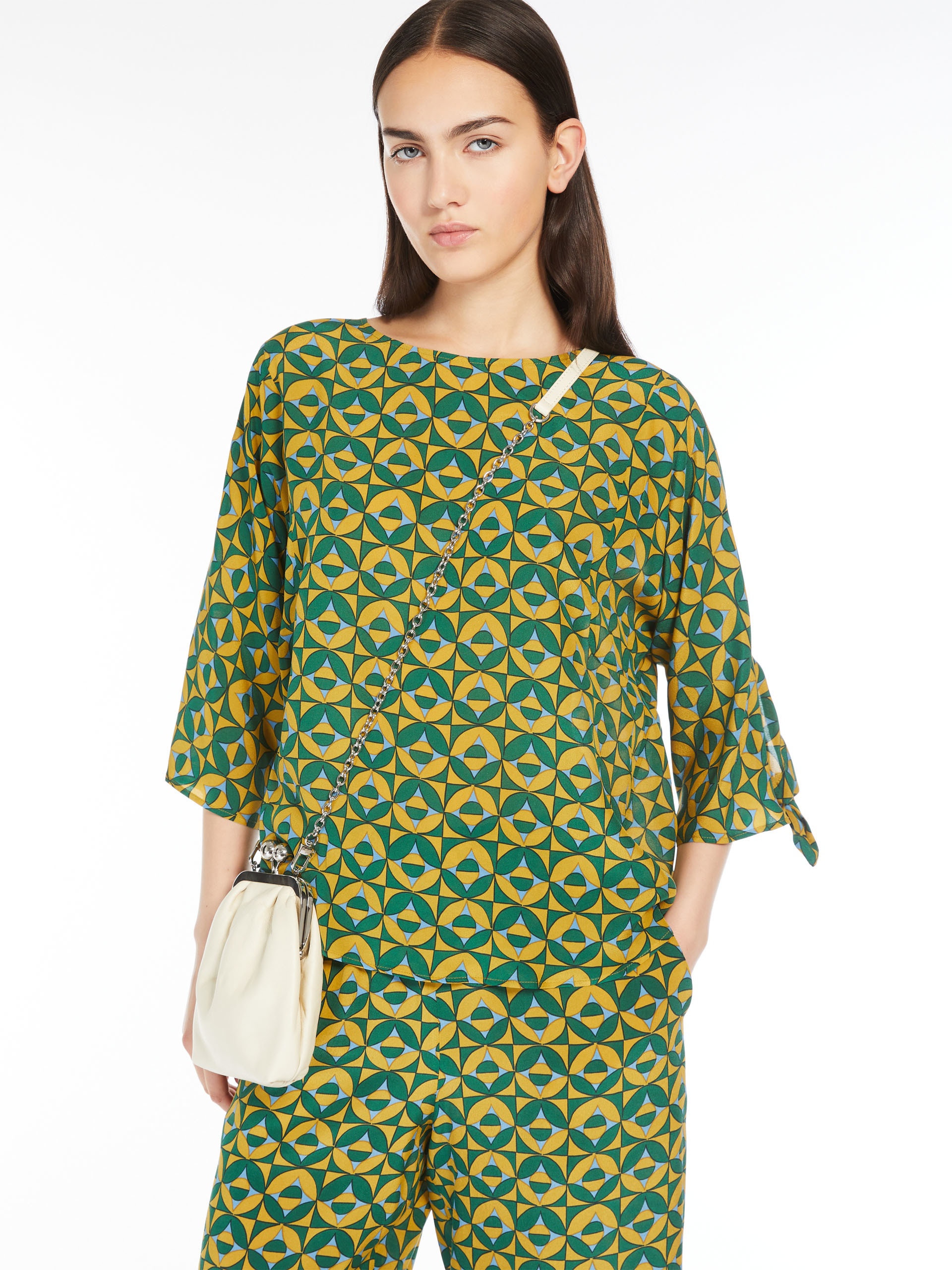 ADONE Printed crepe de chine blouse - 5