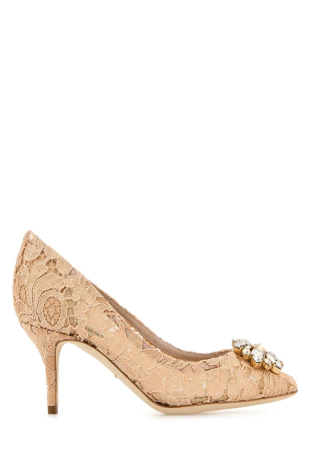 Dolce & Gabbana Women Skin Pink Lace Pumps - 1