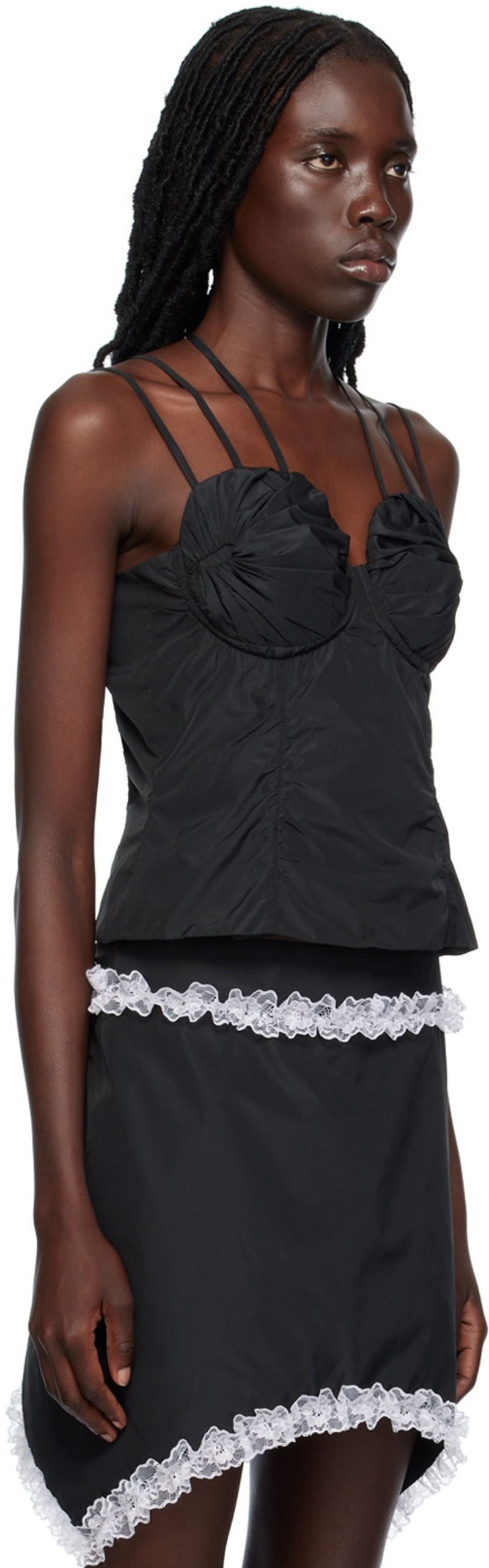 FIDAN NOVRUZOVA Black Gathered Tank Top outlook