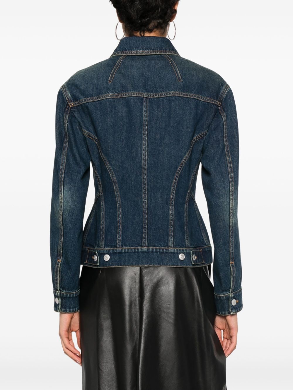 contrast-stitching cotton jacket - 4