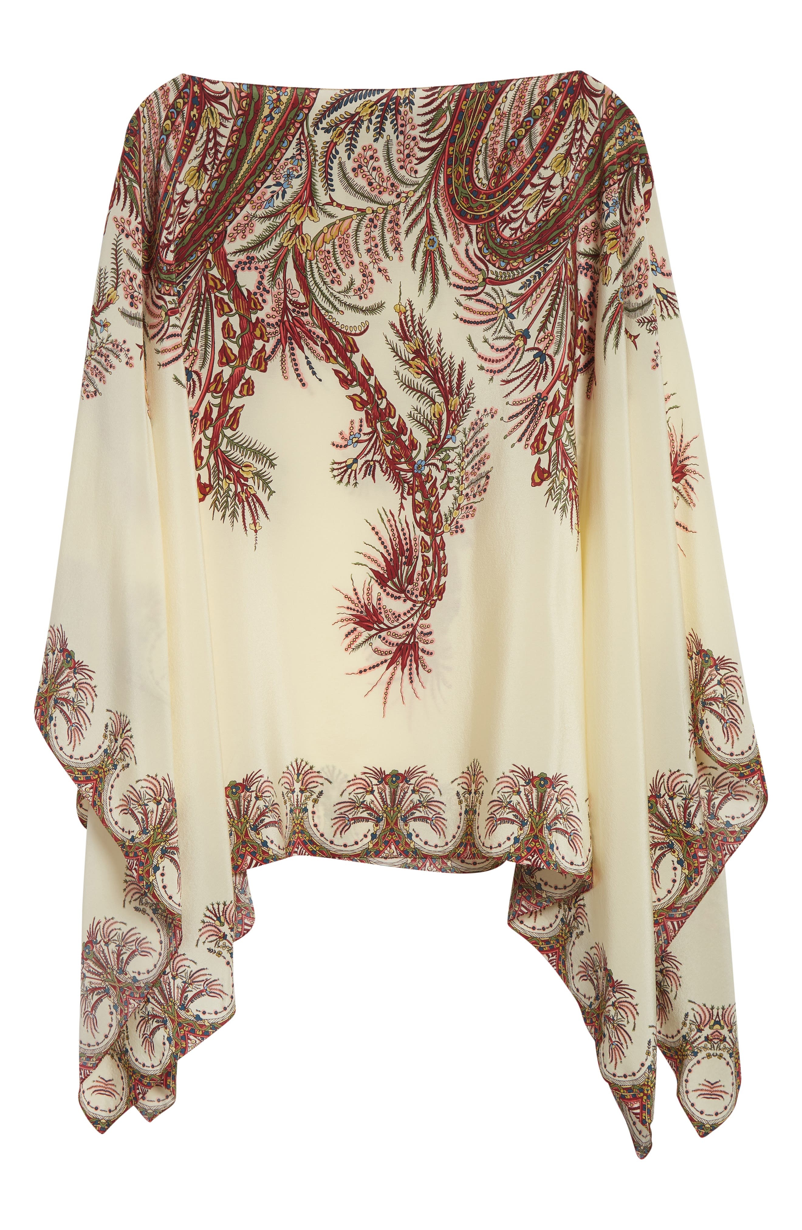 Etro Paisley Border Silk Poncho Top in Stampa F.do Bianco at Nordstrom - 6