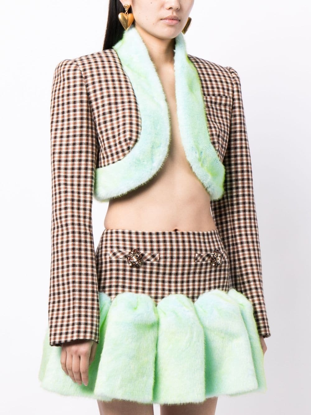 faux-fur trim cropped jacket - 3