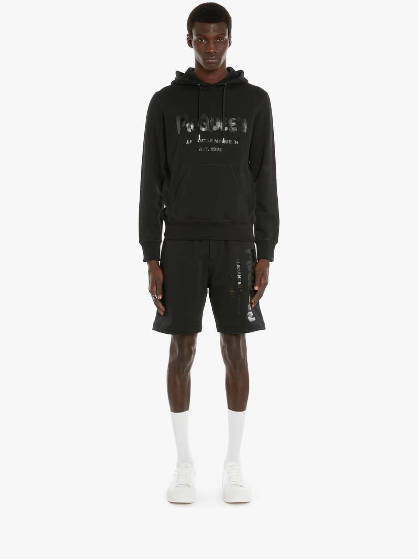 Mcqueen Graffiti Hooded Sweatshirt in Black - 2