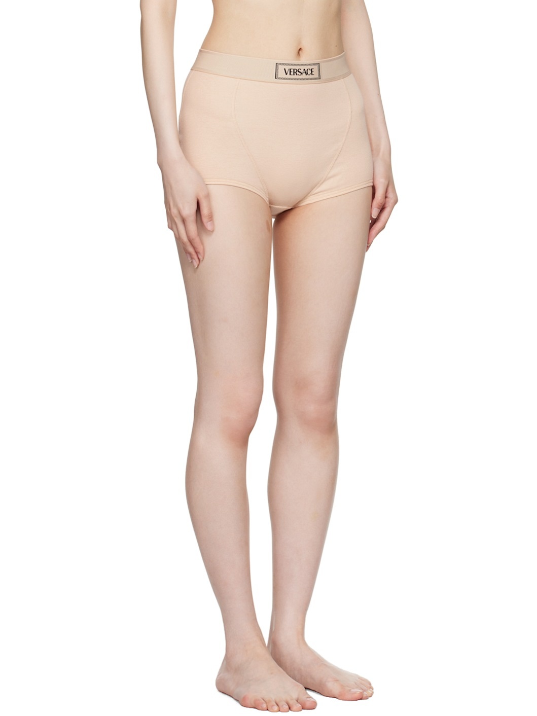 Beige High-Rise Boy Shorts - 2