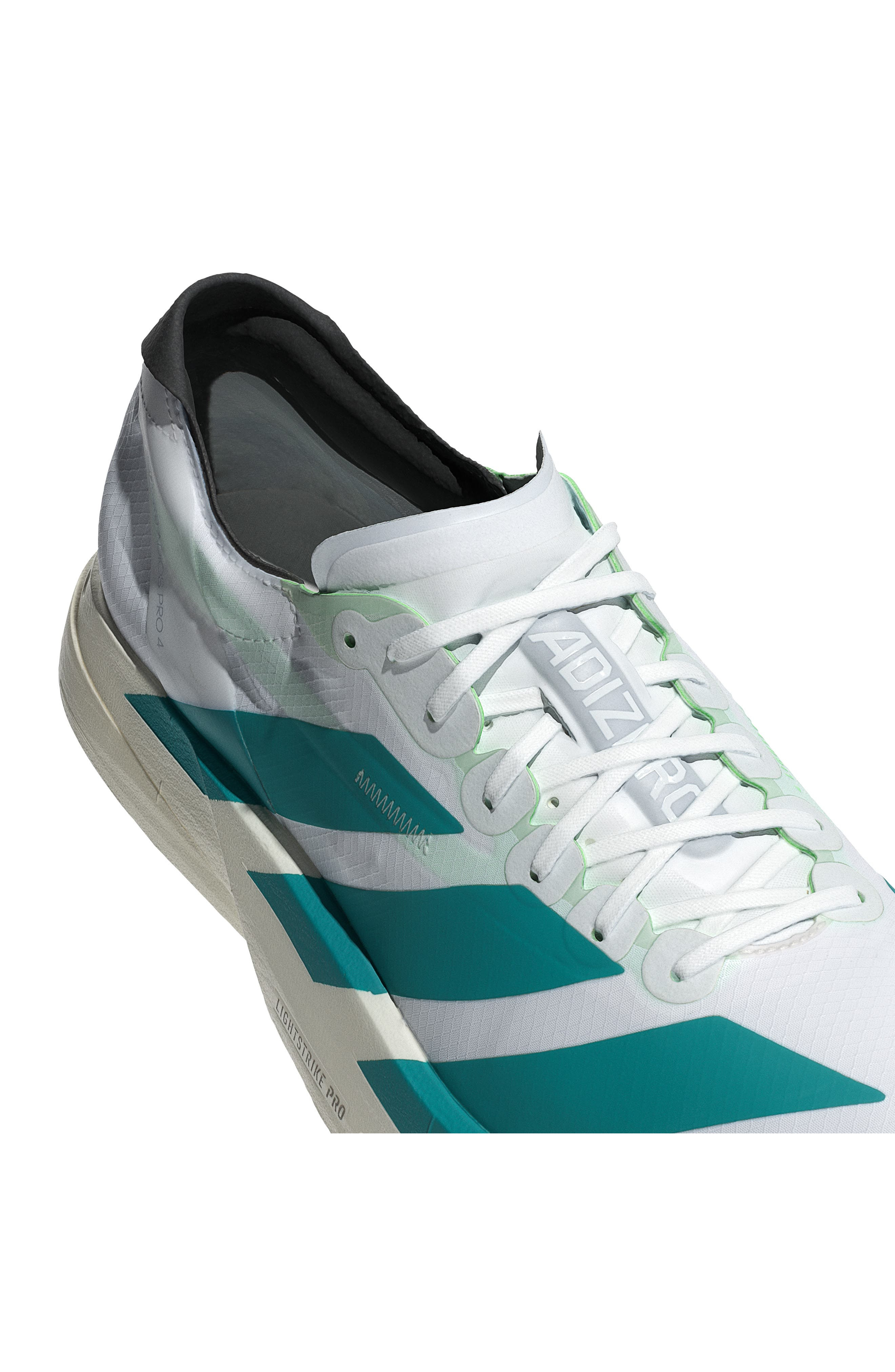 adidas Gender Inclusive Adios 9 Pro 4 Running Sneaker in White/Pure Teal/Carbon at Nordstrom - 8