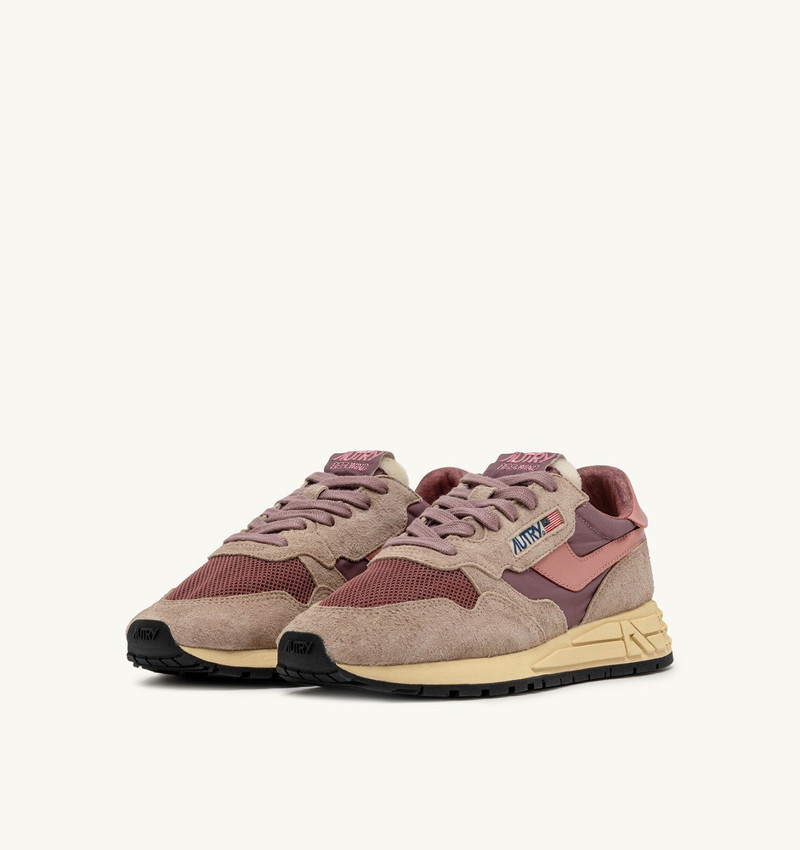 AUTRY REELWIND LOW SNEAKERS IN NYLON SUEDE AND LEATHER COLOR ROSE AND DESERT SAND outlook
