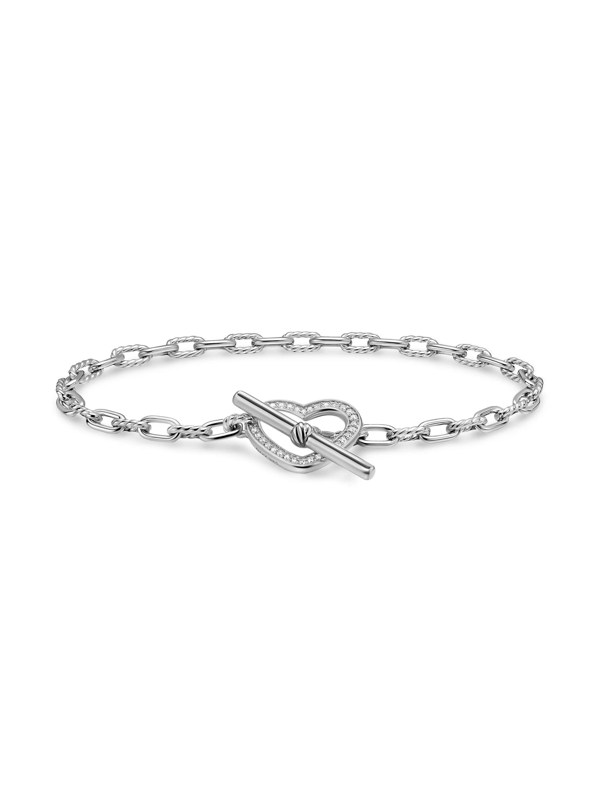 Women's DY Madison Heart Toggle Chain Bracelet in Sterling Silver - Diamond - 1