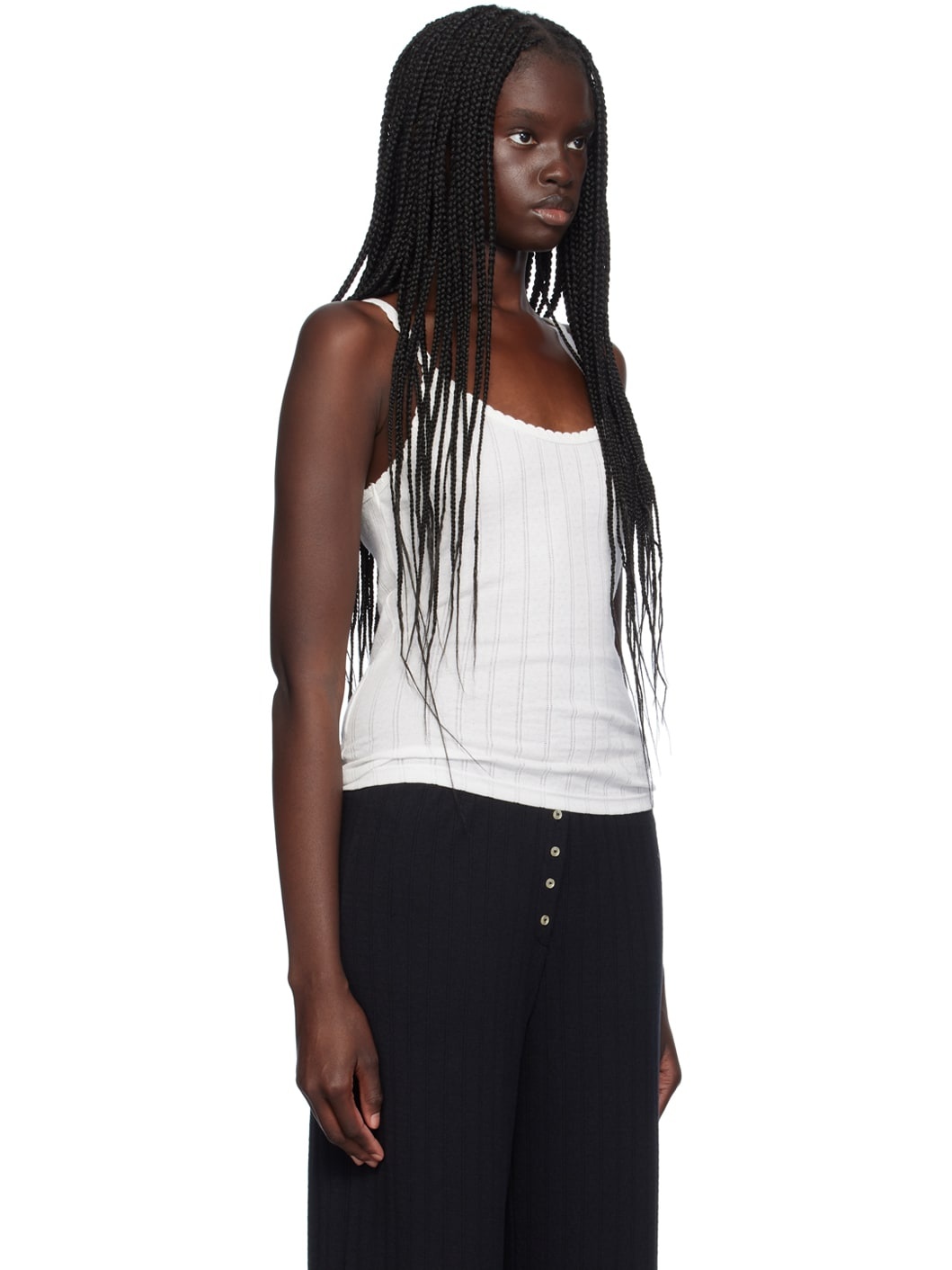 White Spaghetti Strap Tank Top - 2
