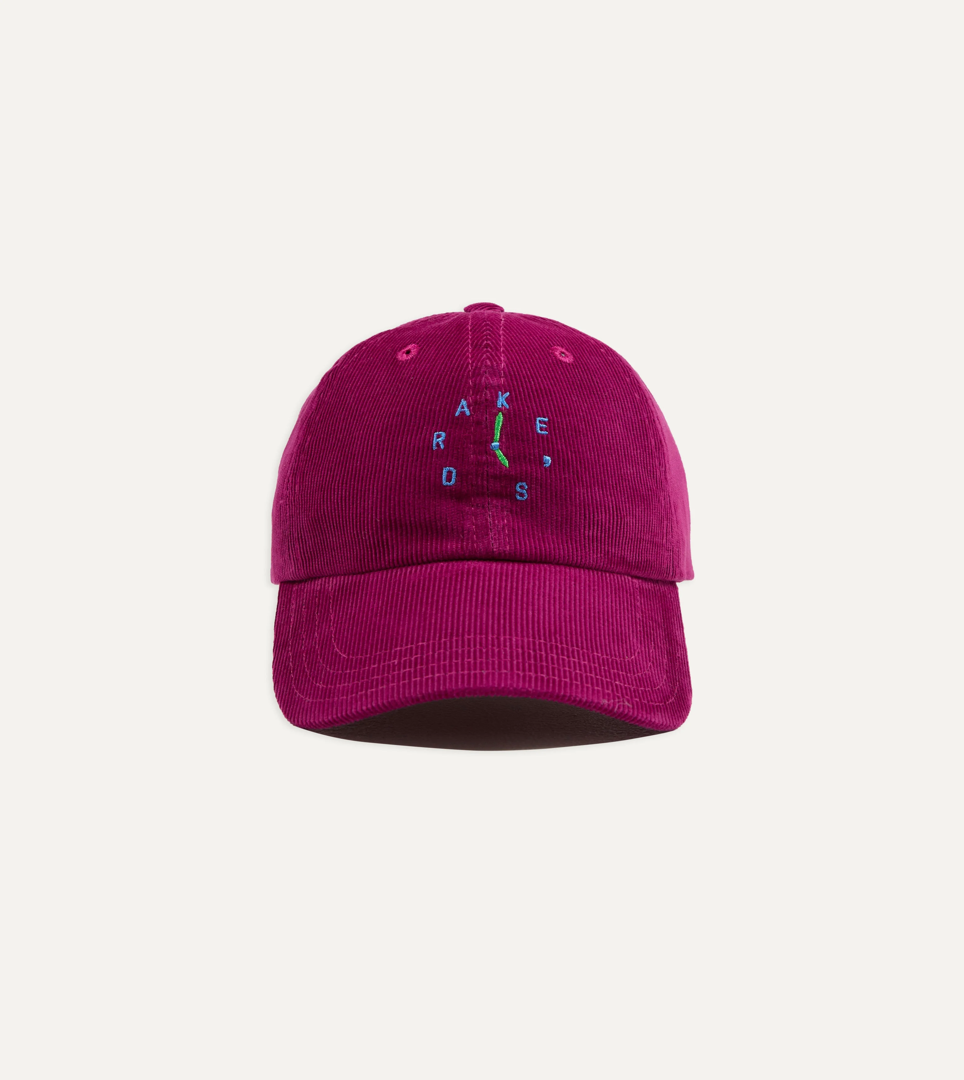 Magenta 'Clock' Cotton Corduroy Baseball Cap - 1