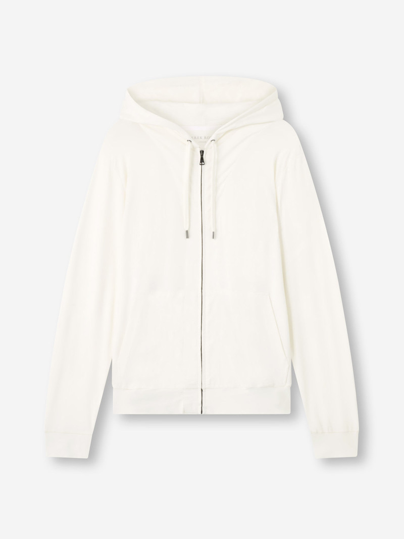 Men's Zip Up Hoodie Basel Micro Modal Stretch Vanilla - 1