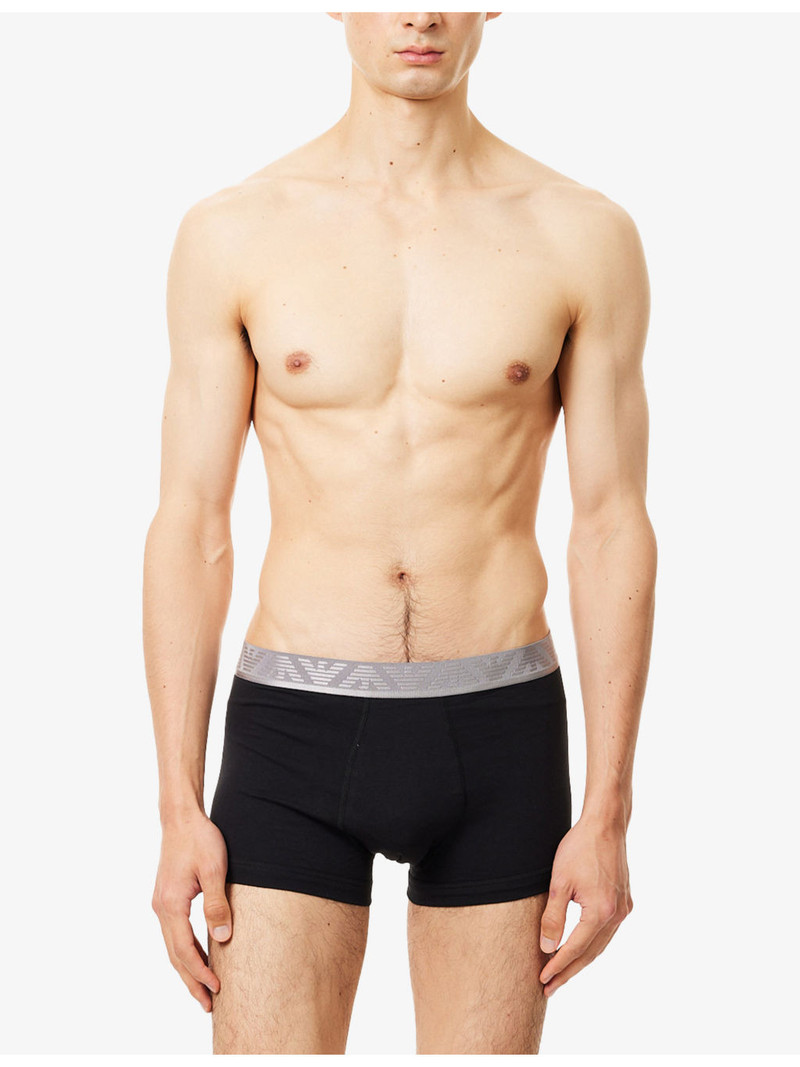 EMPORIO ARMANI Branded Mid-Rise Pack Of Three Stretch-Cotton Trunks outlook