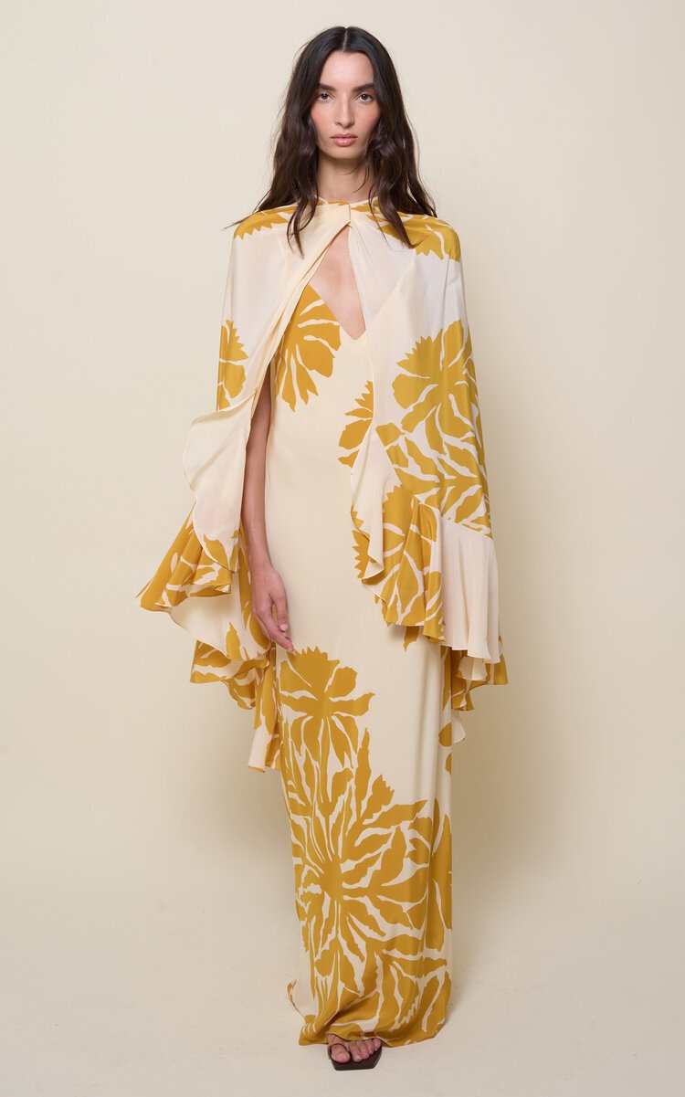 Tropical Harmony Silk Maxi Dress yellow - 2