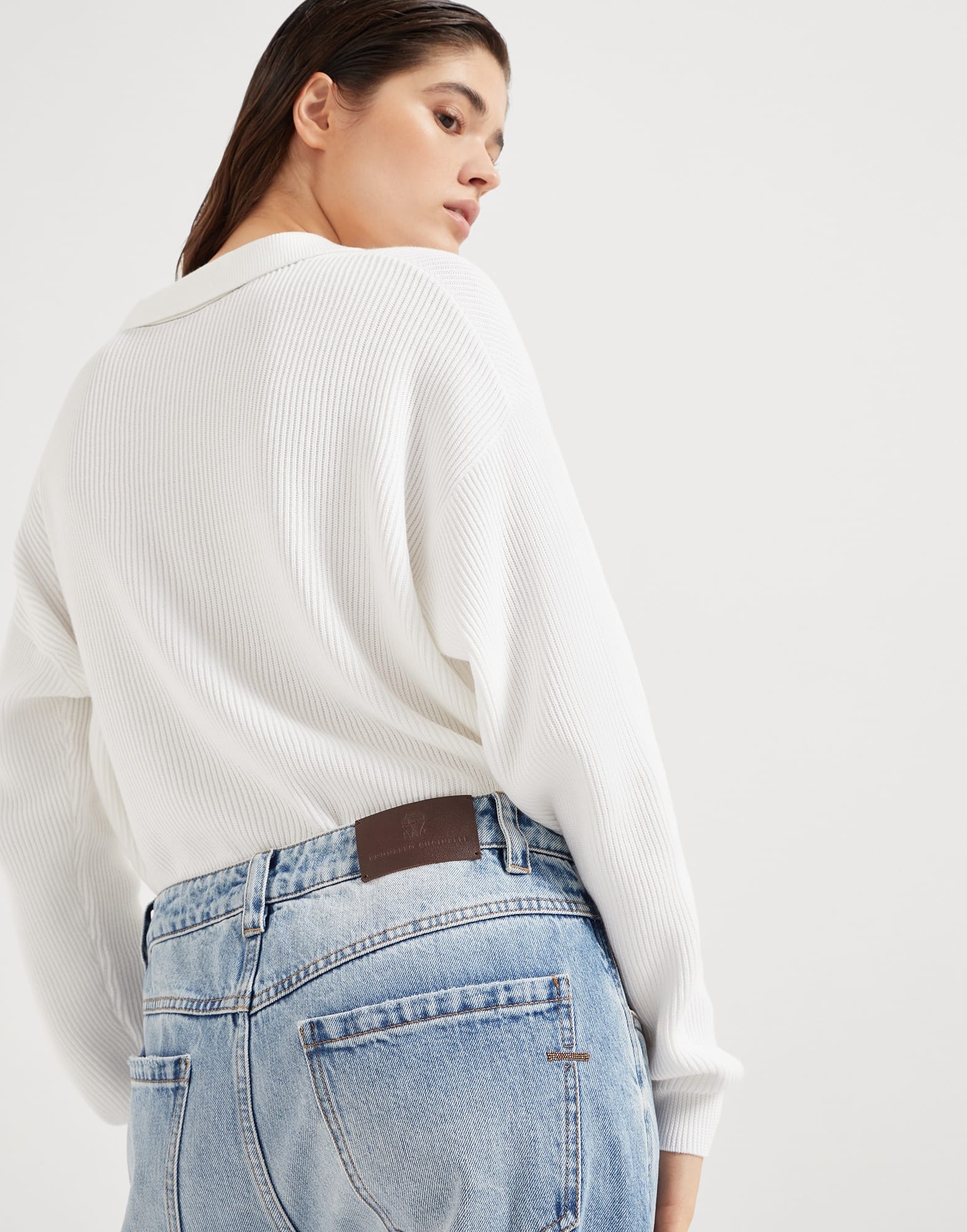 Authentic denim straight trousers with shiny bartack - 3