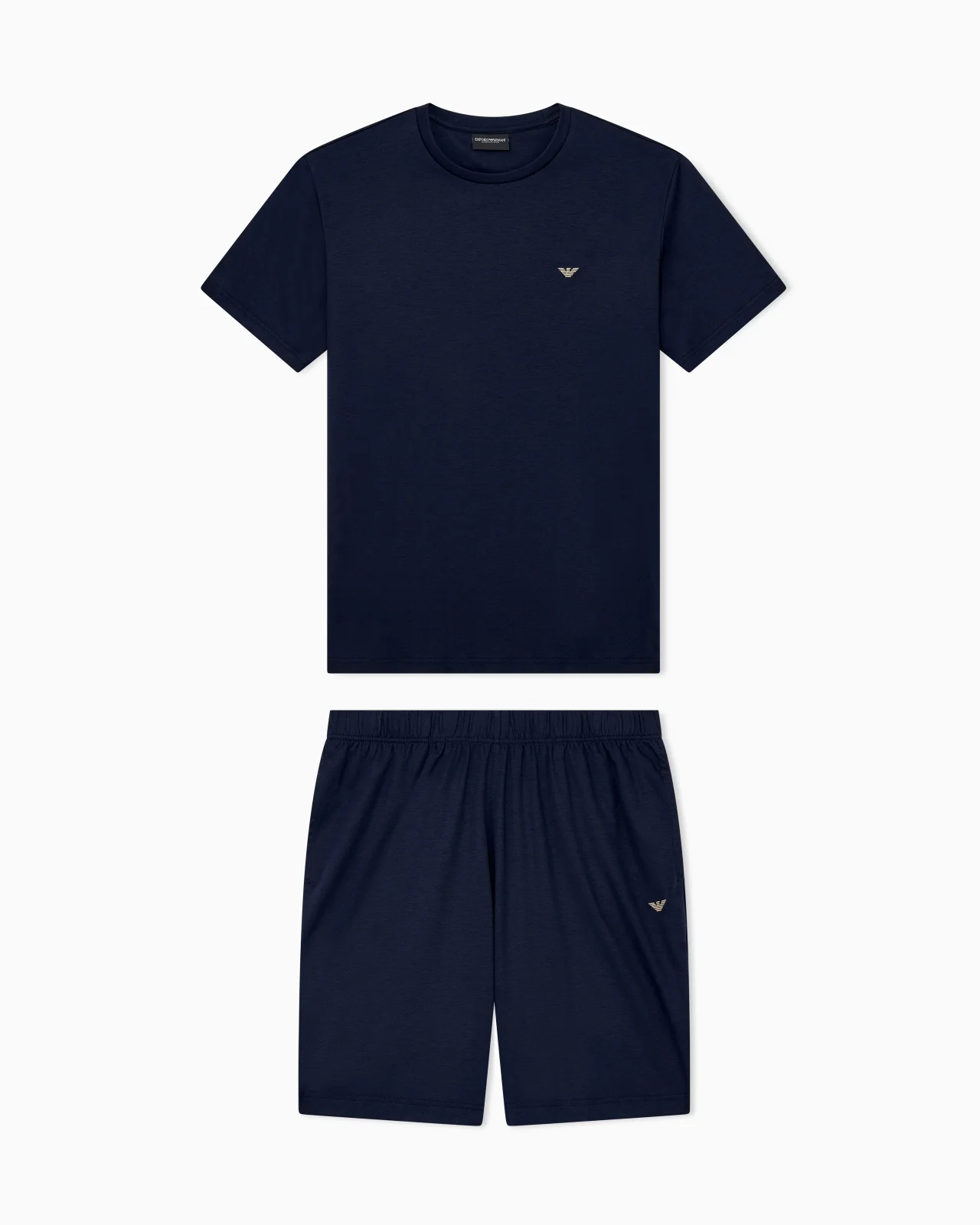 COTTON JERSEY PYJAMA SET WITH CREW NECK T-SHIRT AND SHORTS - 1