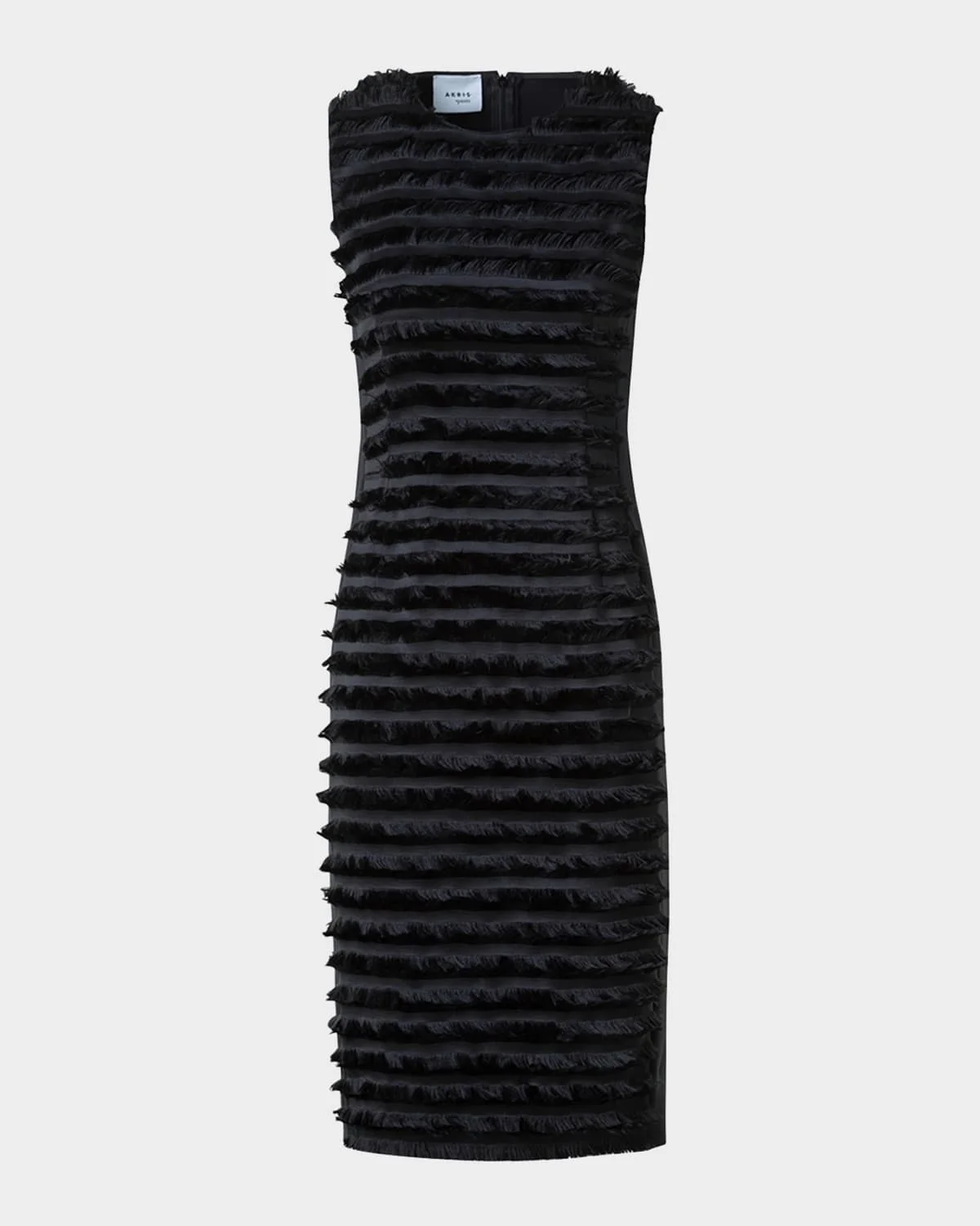 Striped Fringe Techno Taffeta Sleeveless Dress - 1