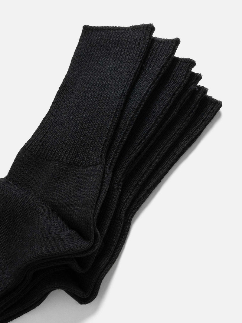 ROTOTO® R1427 Organic Daily 3 Pack Ribbed Crew Socks Black outlook