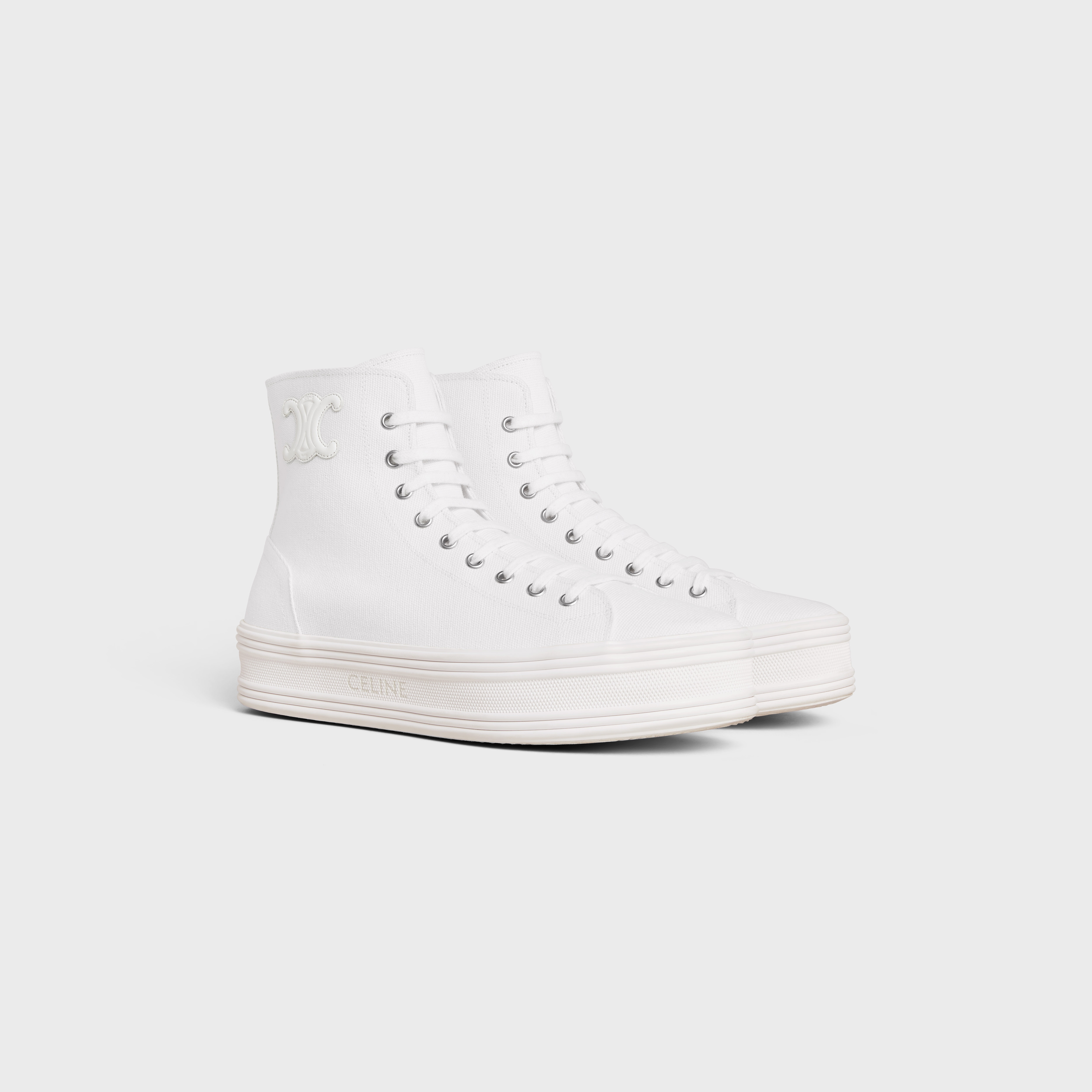 JANE MID LACE-UP SNEAKER in CANVAS AND CALFSKIN - 2