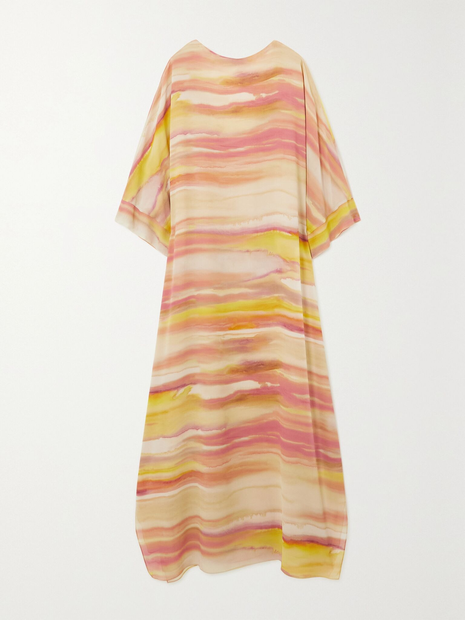 Cillia striped silk-chiffon maxi dress Yellow - 1