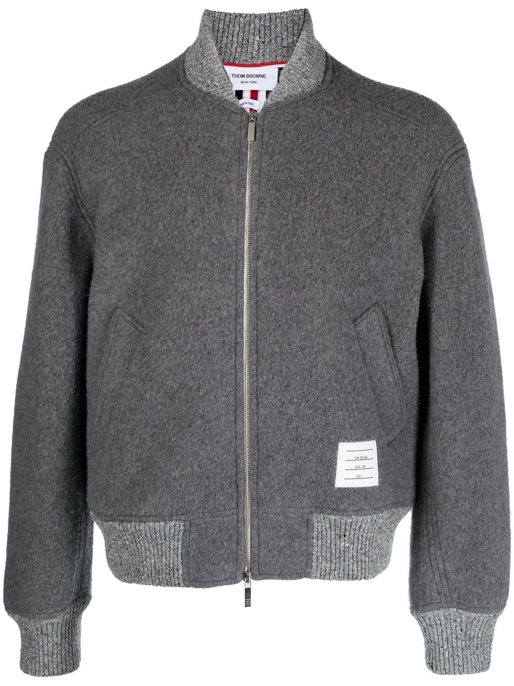 fleece-wool bomber jacket - 1