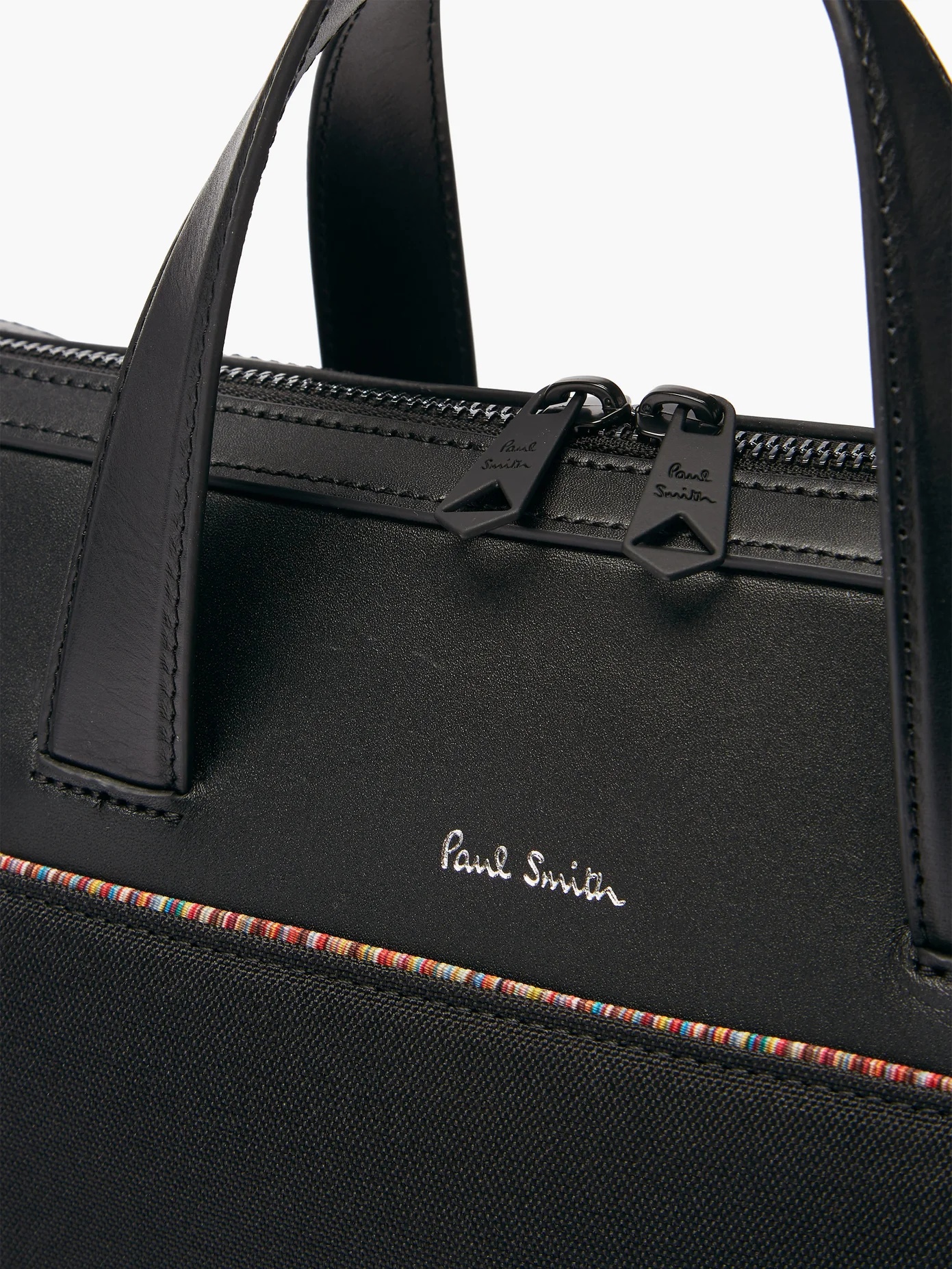 Signature-stripe leather-trimmed canvas briefcase - 6