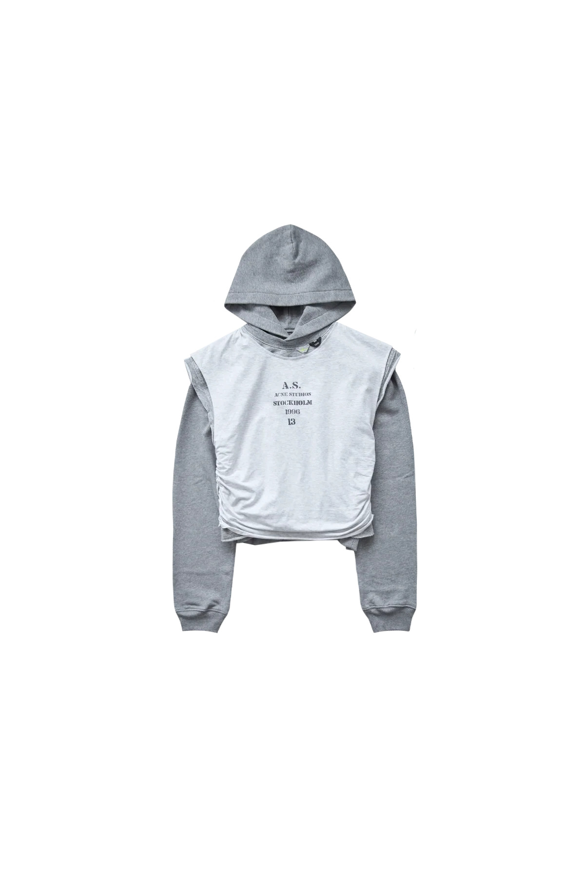 Acne Studios Gym Layered Hoodie Grey Melange - 1