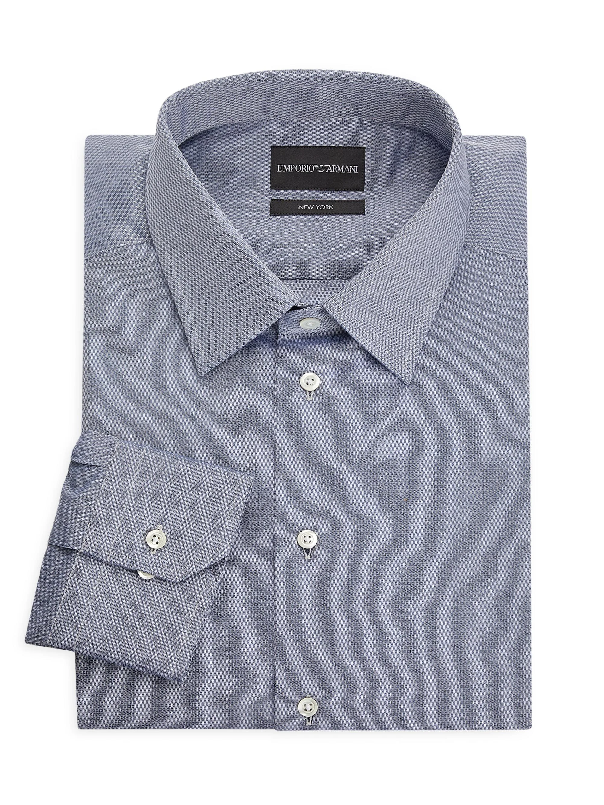 Men's Cotton Dress Shirt - Navy - 1