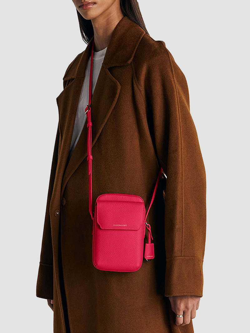 Leather Zip Phone Pouch - Shibuya Fuchsia 3