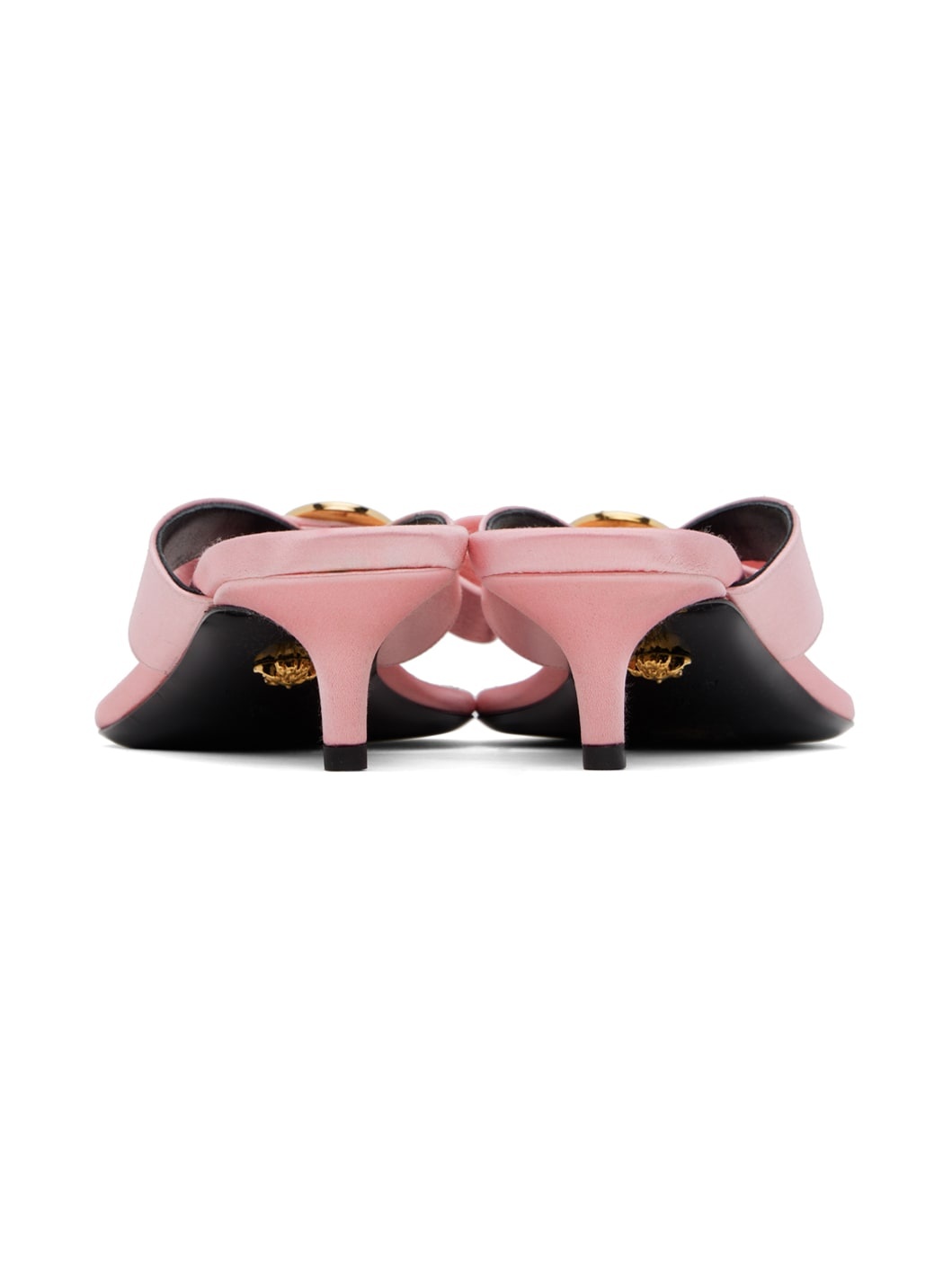 Pink Gianni Ribbon Low Satin Mules - 2