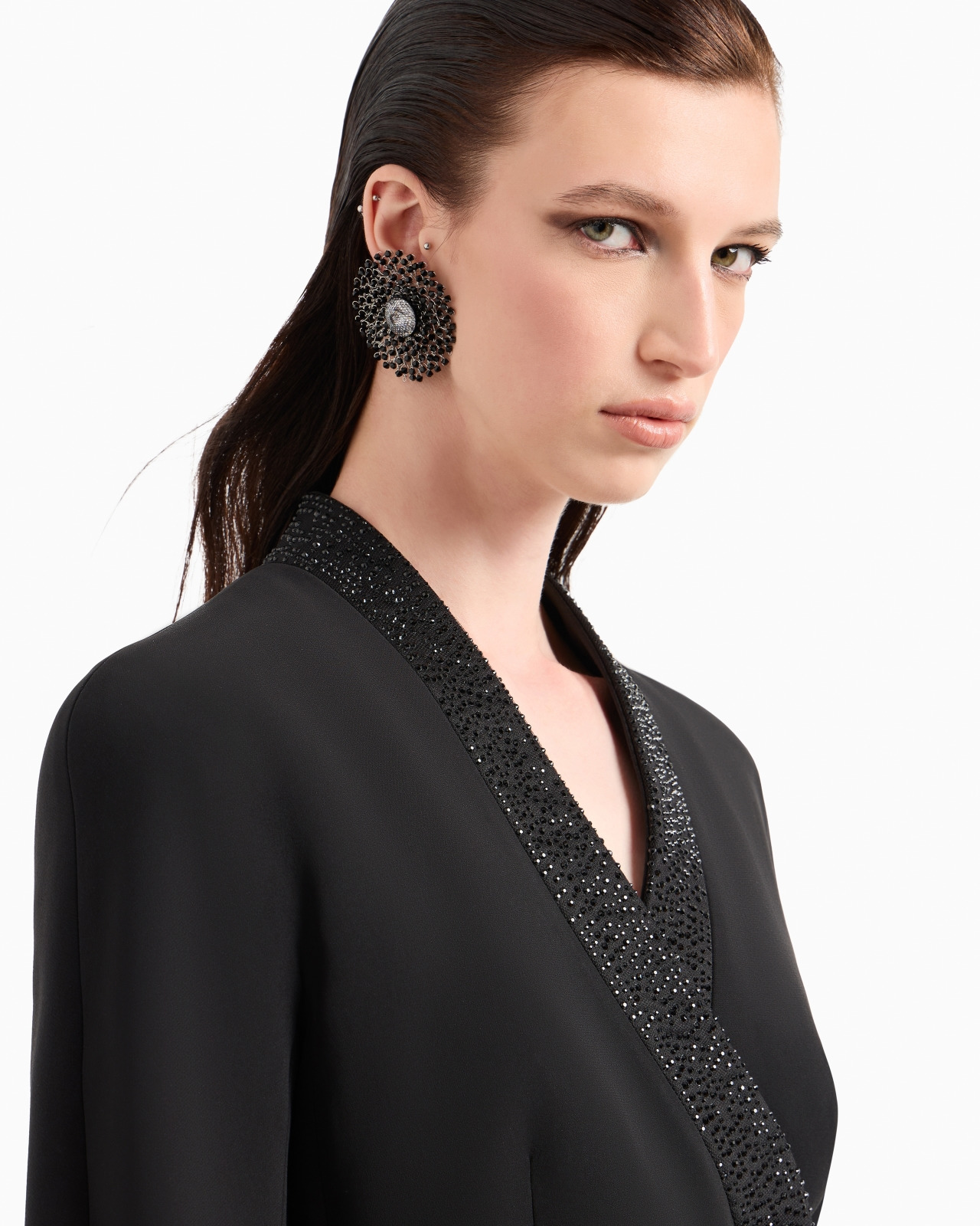 SINGLE-BREASTED JACKET IN SILK CADY WITH APPLIED CRYSTALS - 6