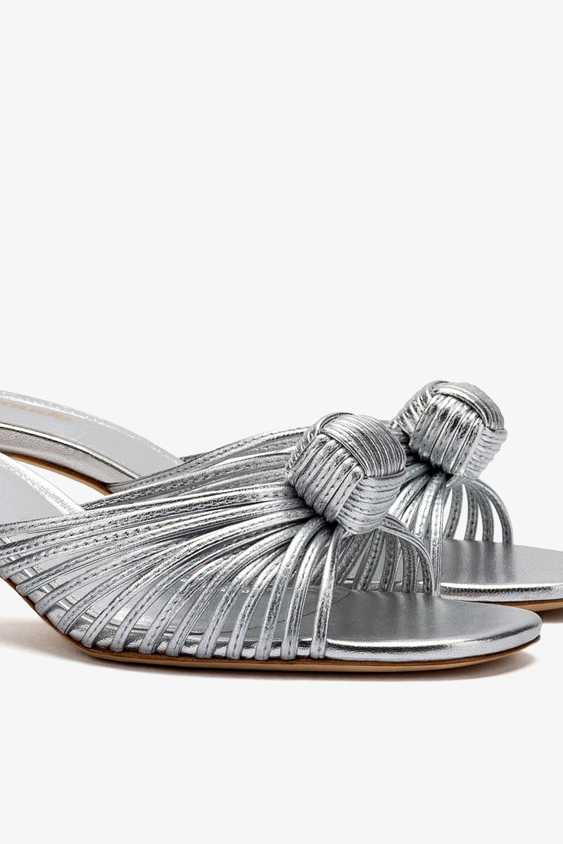 Valerie Mule In Silver Metallic Leather 4