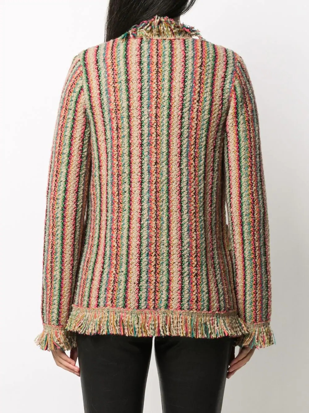 frayed striped cardigan - 4