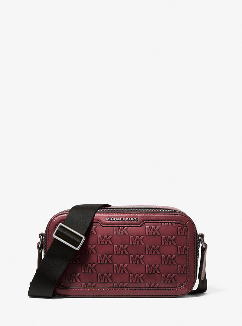 Hudson Logo Embossed Burnished Leather Crossbody Bag 1