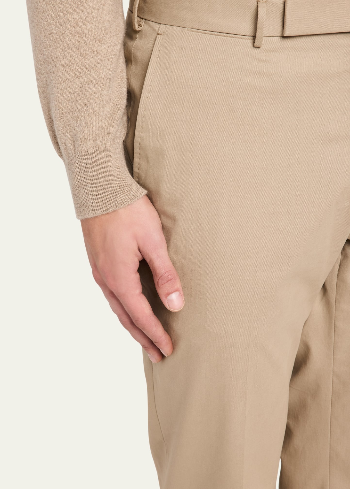 Men's Wool Slim Flat-Front Trousers - 5