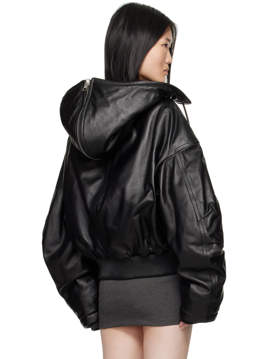 レザージャケット・コート THE ATTICO LEATHER BOMBER JACKET (250WCB00004 LBT128AA100) BLACK The Attico LEATHER BOMBER JACKET (250WCB00004) – LOZURI®