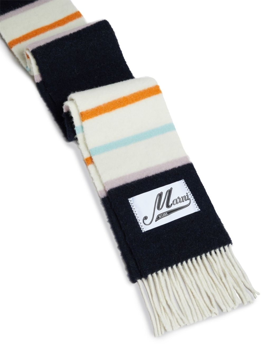 logo-patch striped scarf - 2