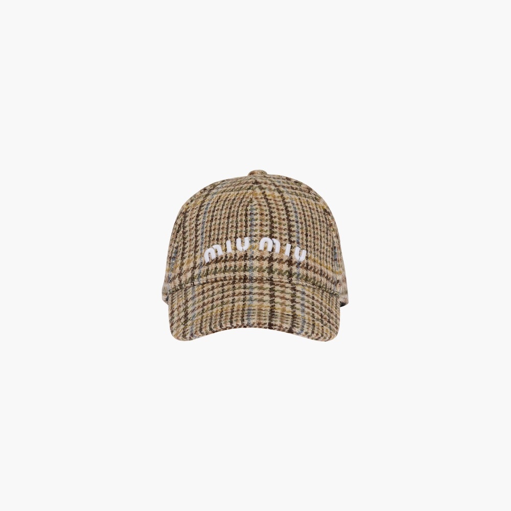 Plaid Shetland wool baseball cap - 1