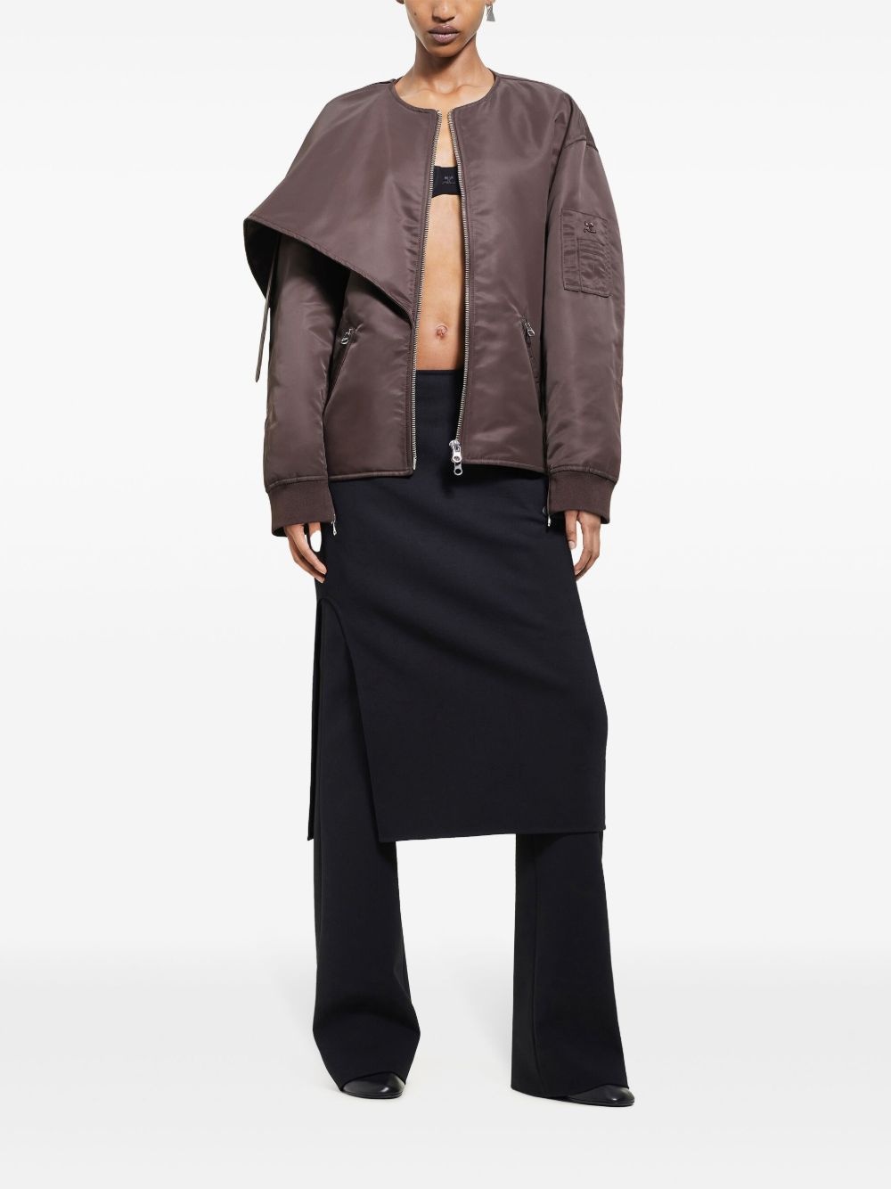 bow-collar bomber jacket - 2