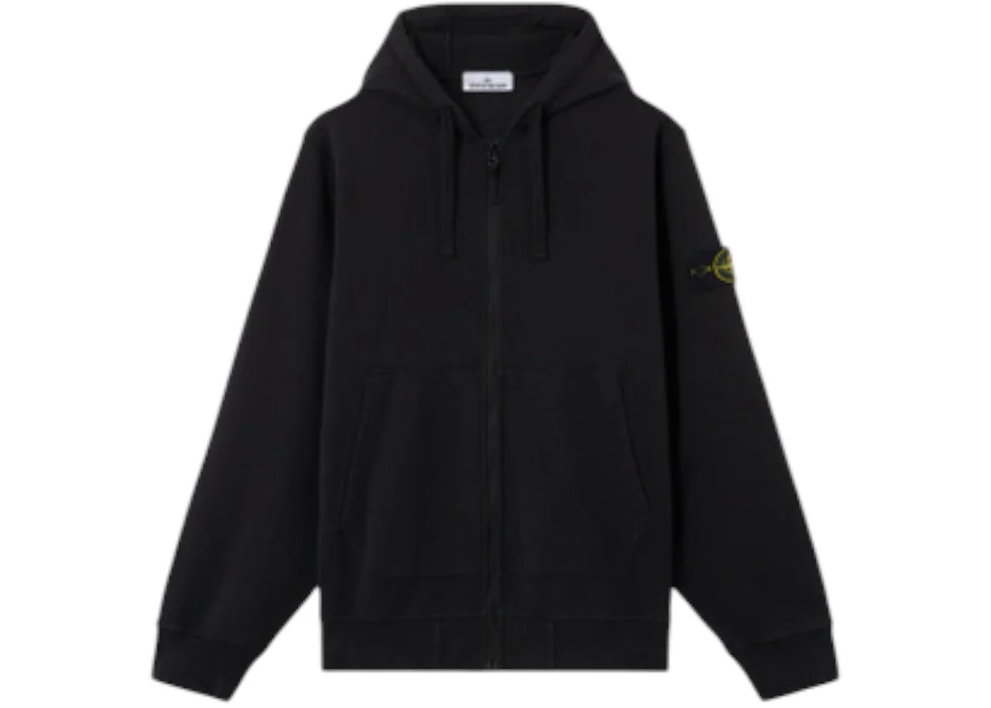 Stone Island 6100061 Organic Cotton Fleece Regular Fiti Hooded Sweatshirt Black - 1